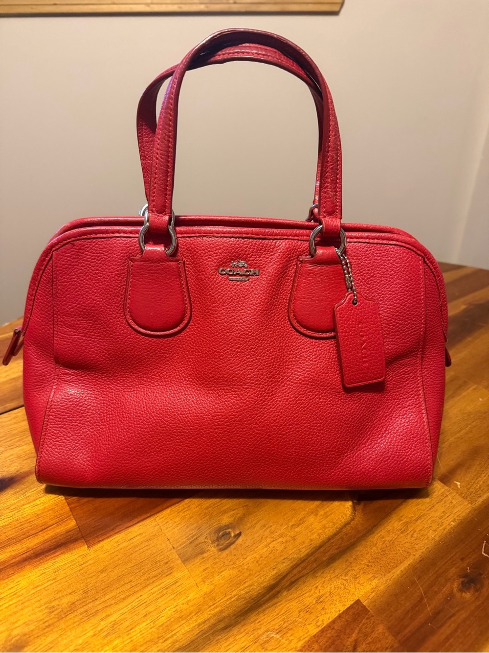 Coach Red Pebbled Leather Satchel